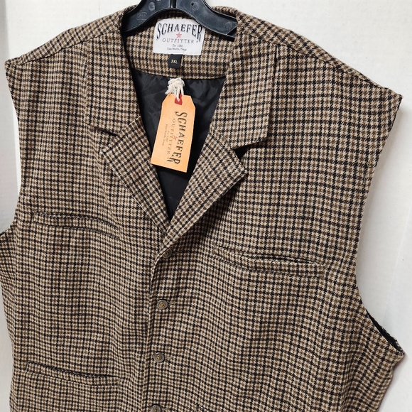 Schaefer Outfitter Laramie Western Wool Blend Vest 3XL Gun Club Houndstooth New - Picture 2 of 11